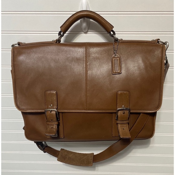 Coach Thompson Vintage British Tan Leather Executive Briefcase Laptop Bag F06455 - Picture 1 of 13
